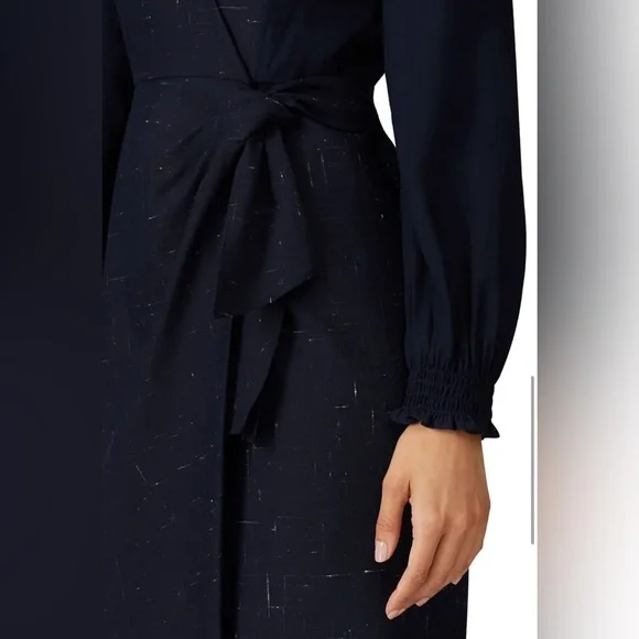 Rebecca Taylor Navy Cross Hatch Dress- Size 12 - Picture 4 of 11